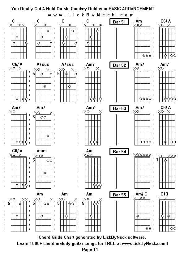 Chord Grids Chart of chord melody fingerstyle guitar song-You Really Got A Hold On Me-Smokey Robinson-BASIC ARRANGEMENT,generated by LickByNeck software.